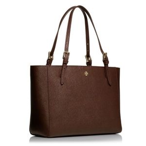 Tory Burch York Small Saffiano Dark Walnut Tote